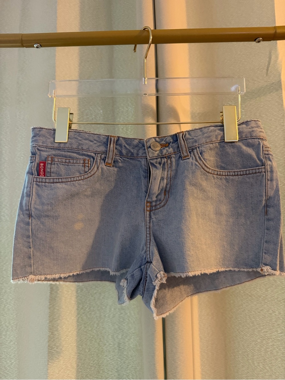 BONGO Light Blue Frayed Hem Denim Shorts